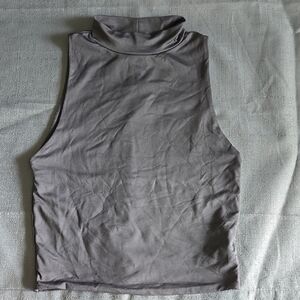 Gray Sleeveless Turtleneck Top